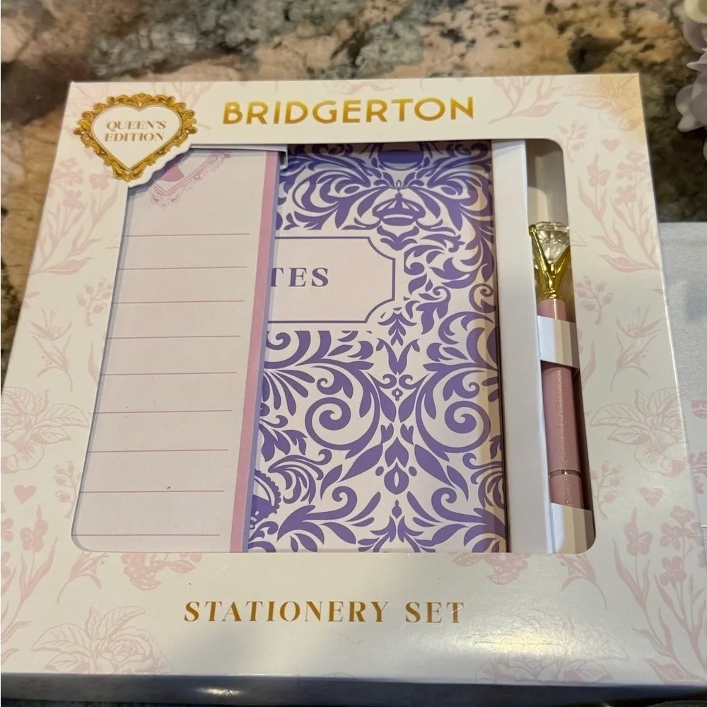 Bridgerton Stationery Notebook Ribbon Flowers and Bath Beads Set BRAND NEW